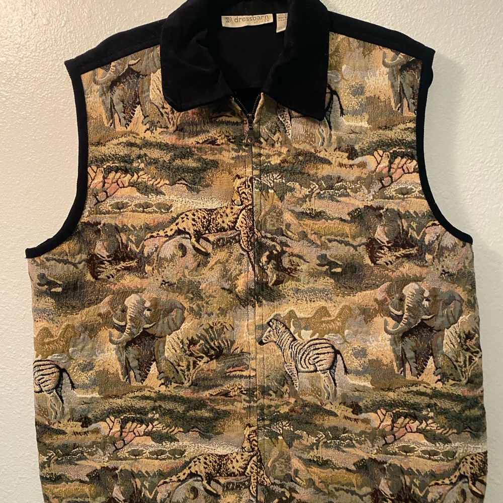 Dress Barn Animal print Tapestey Vintage  y2k 90s Vest Plus Size 2xl‎